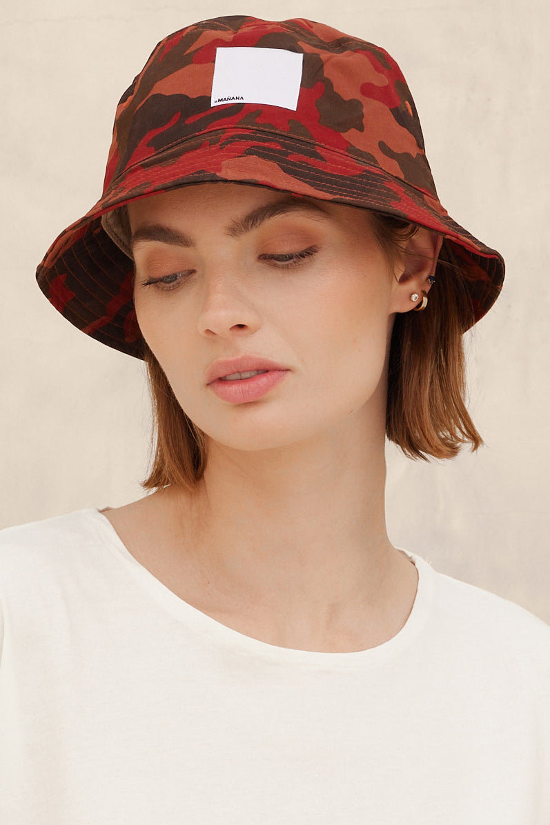 Women s Red Camo Bucket Hat MANANA The LABEL women-s-red-camo-bucket-hat-manana-the-label